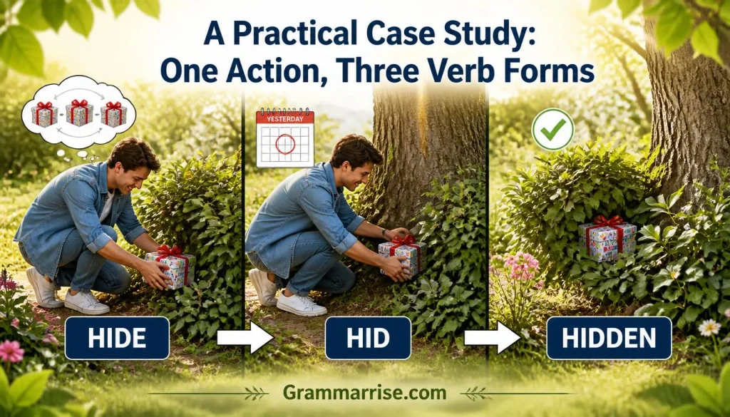 A Practical Case Study: One Action, Three Verb Forms