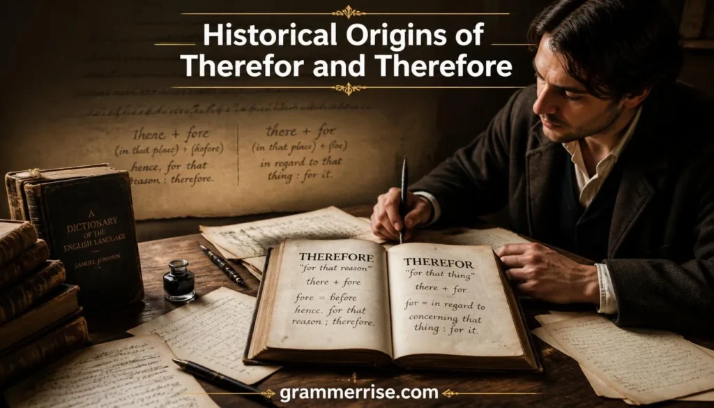 Historical Origins of Therefor and Therefore