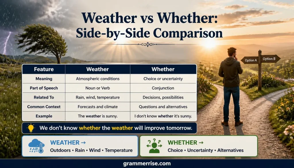 Weather vs Whether: Side-by-Side Comparison